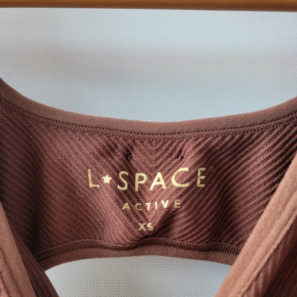 L*Space Static One Piece Short Romper Size XS Brown Ribbed Keyhole Back Workout - Picture 5 of 13